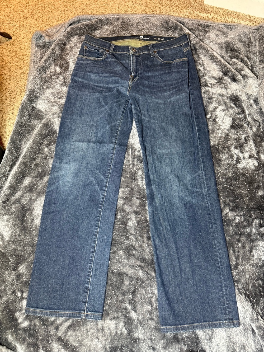 For All Mankind 7 Austyn Dark Blue Straight-Leg Jeans
